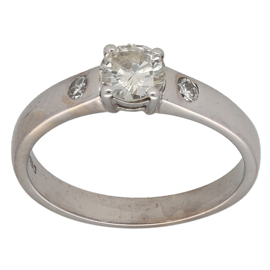 18ct White Gold 0.54ct Diamond Three Stone Ring Size M