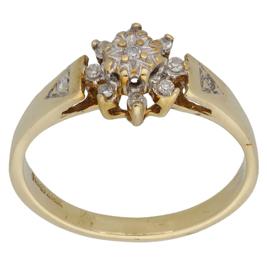 9ct Bi-Colour Gold 0.055ct Diamond Cluster Ring Size K