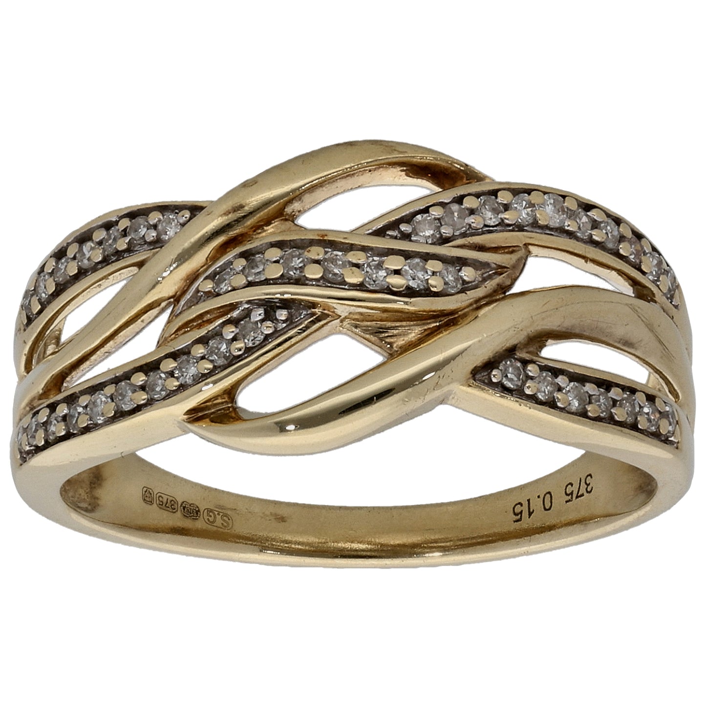 9ct Gold 0.15ct Diamond Dress/Cocktail Ring Size O