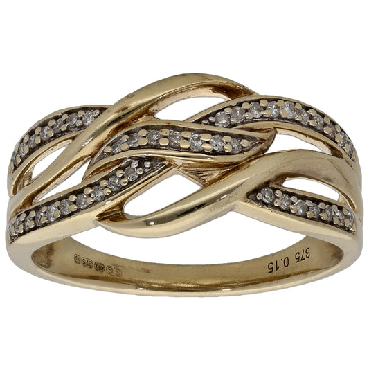 9ct Gold 0.15ct Diamond Dress/Cocktail Ring Size O