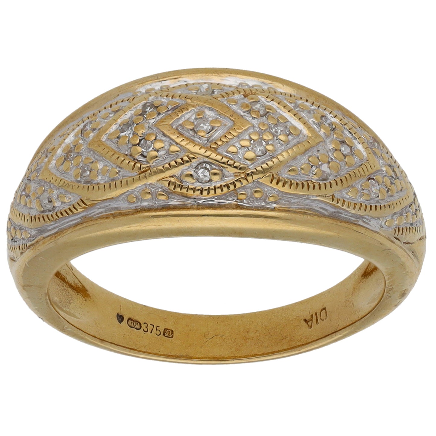 9ct Gold 0.10ct Diamond Alternative Ring Size M