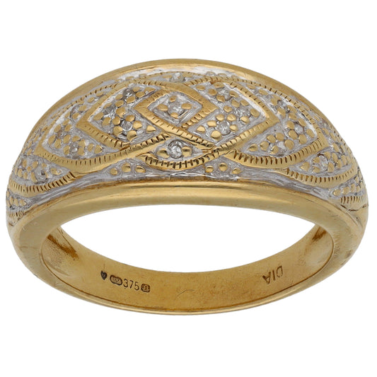 9ct Gold 0.10ct Diamond Alternative Ring Size M