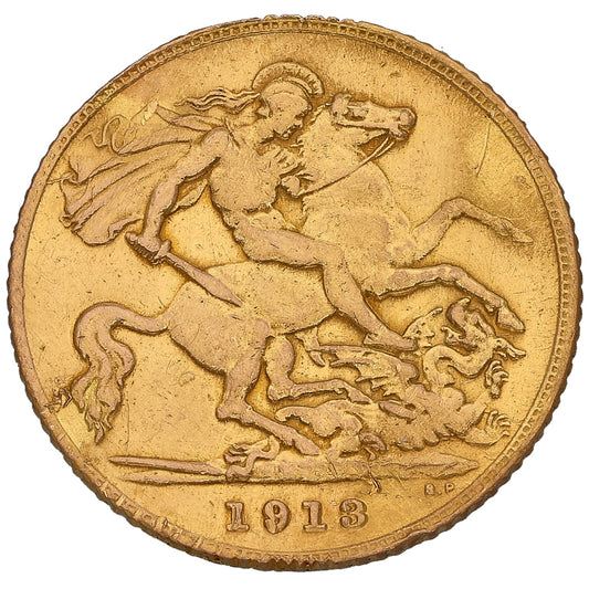 22ct Gold King George V Half Sovereign Coin 1913