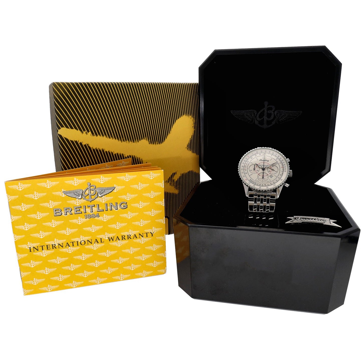 Breitling Montbrillant A41330 Stainless steel wristwatch in presentation box with warranty card