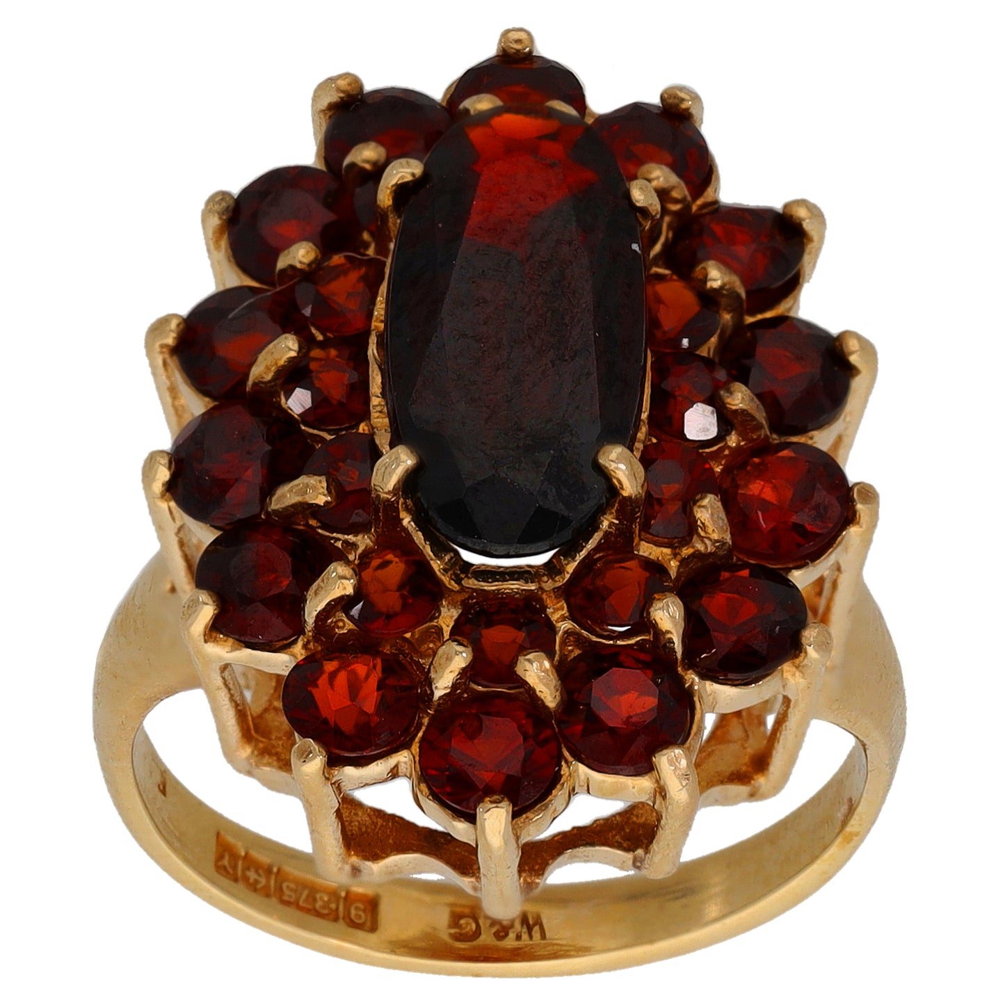 9ct Gold Garnet Dress/Cocktail Ring Size M