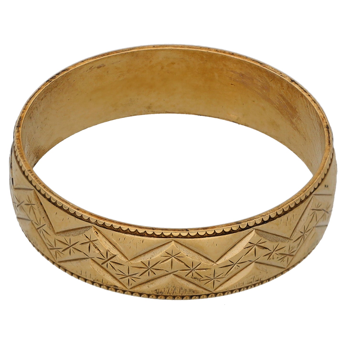 9ct Gold Patterned Wedding Ring Size Q