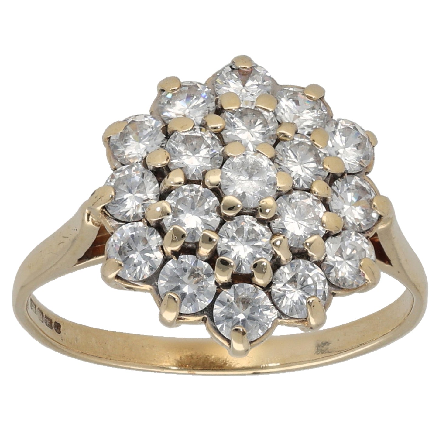 9ct Gold Cubic Zirconia Cluster Ring Size L