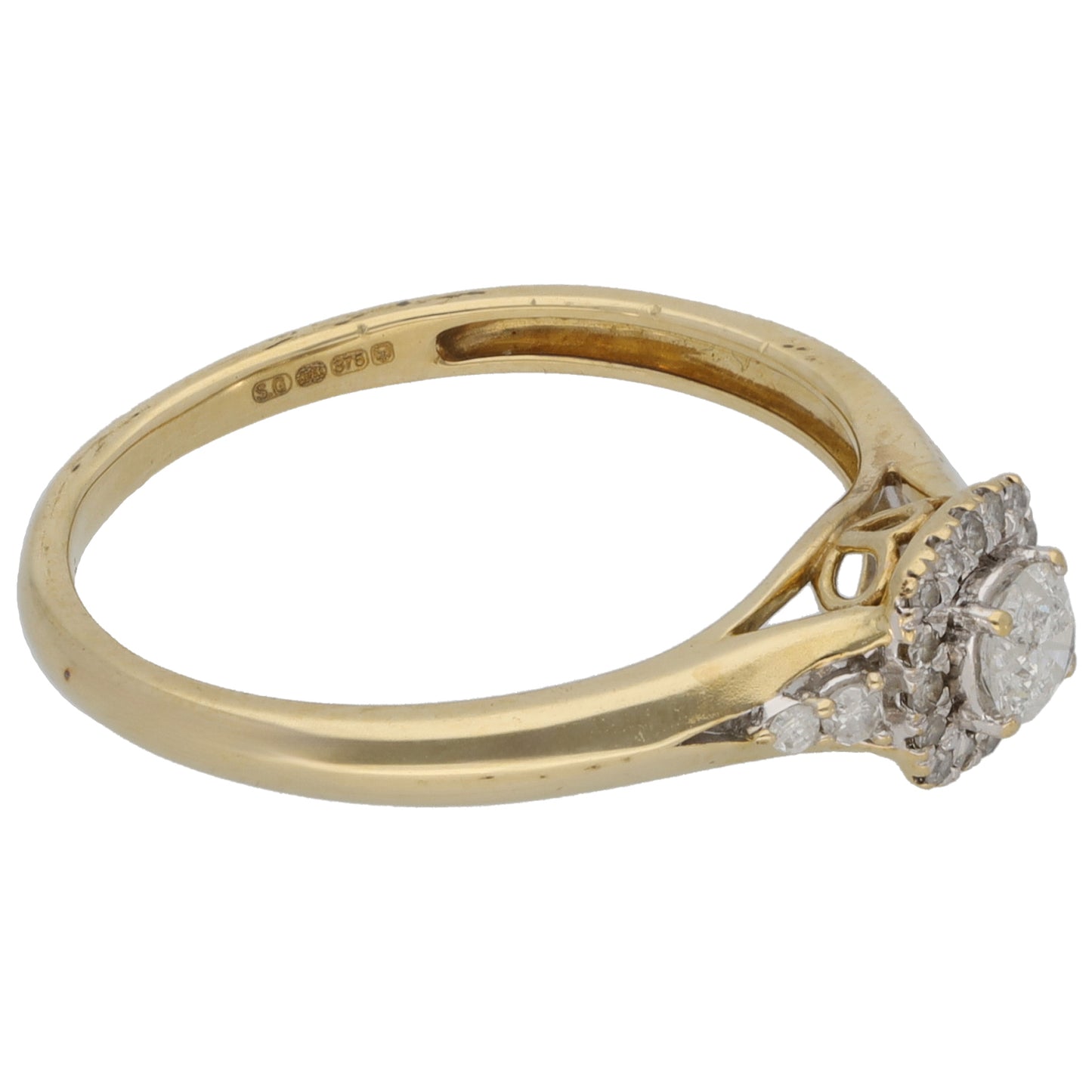 9ct Gold 0.25ct Diamond Cluster Ring Size N