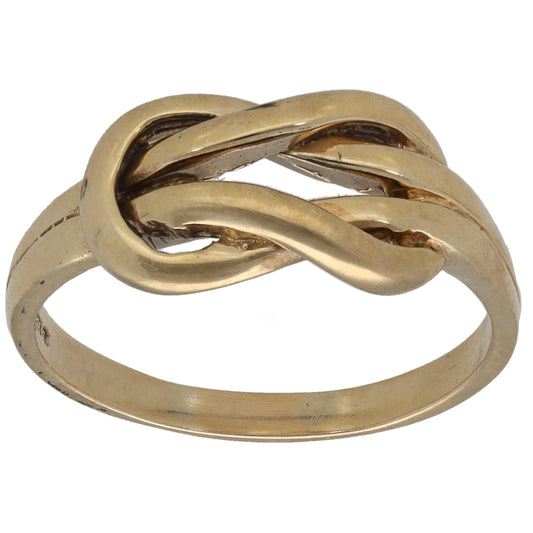 9ct gold knot ring with twisted crossover design, polished finish