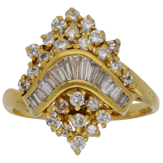 14ct Gold 0.89ct Diamond Dress/Cocktail Ring Size N