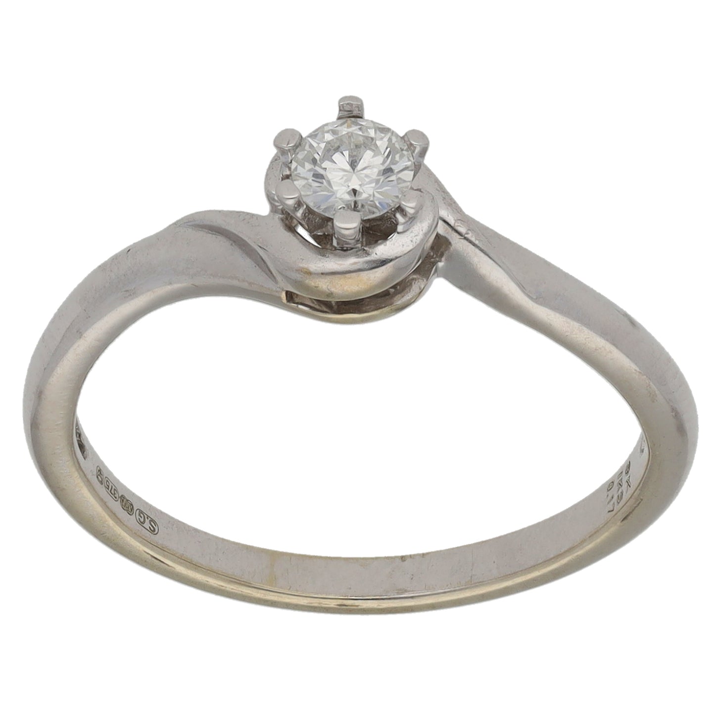 9ct White Gold 0.17ct Diamond Solitaire Ring Size N