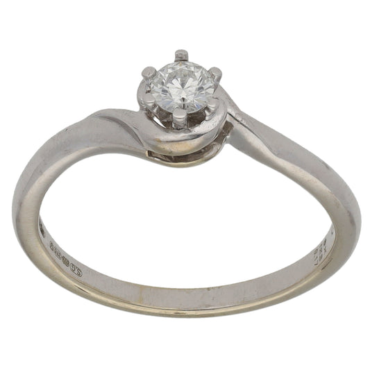 9ct White Gold 0.17ct Diamond Solitaire Ring Size N