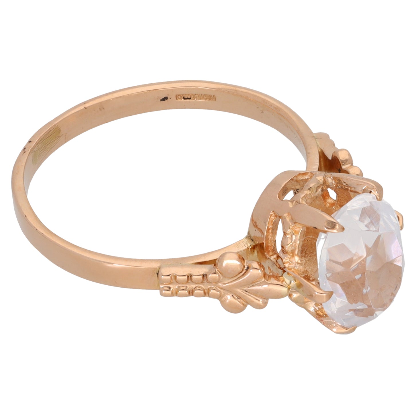 14ct Gold Cubic Zirconia Single Stone Ring Size T