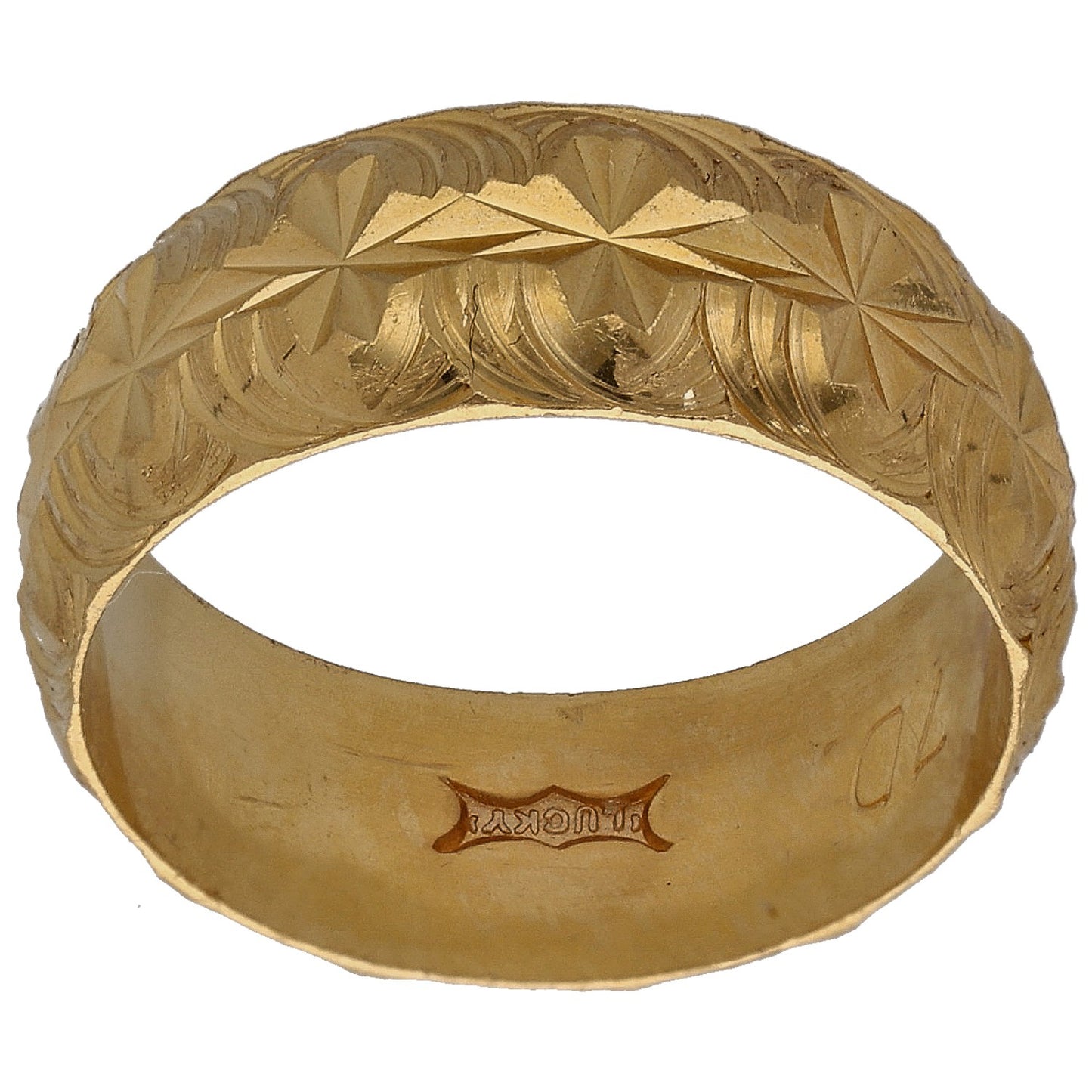 22ct Gold Patterned Wedding Ring Size M