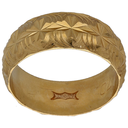 22ct Gold Patterned Wedding Ring Size M