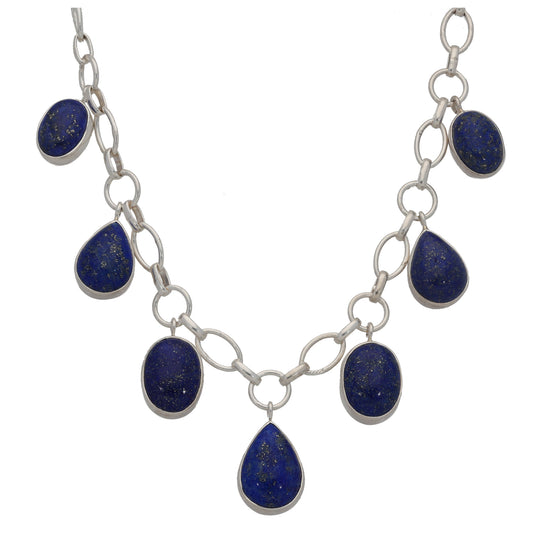 Sterling Silver Lapis Lazuli Fancy Necklace 18"