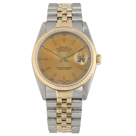 Rolex Datejust 16233, champagne dial in a stainless steel and gold case and bracelet