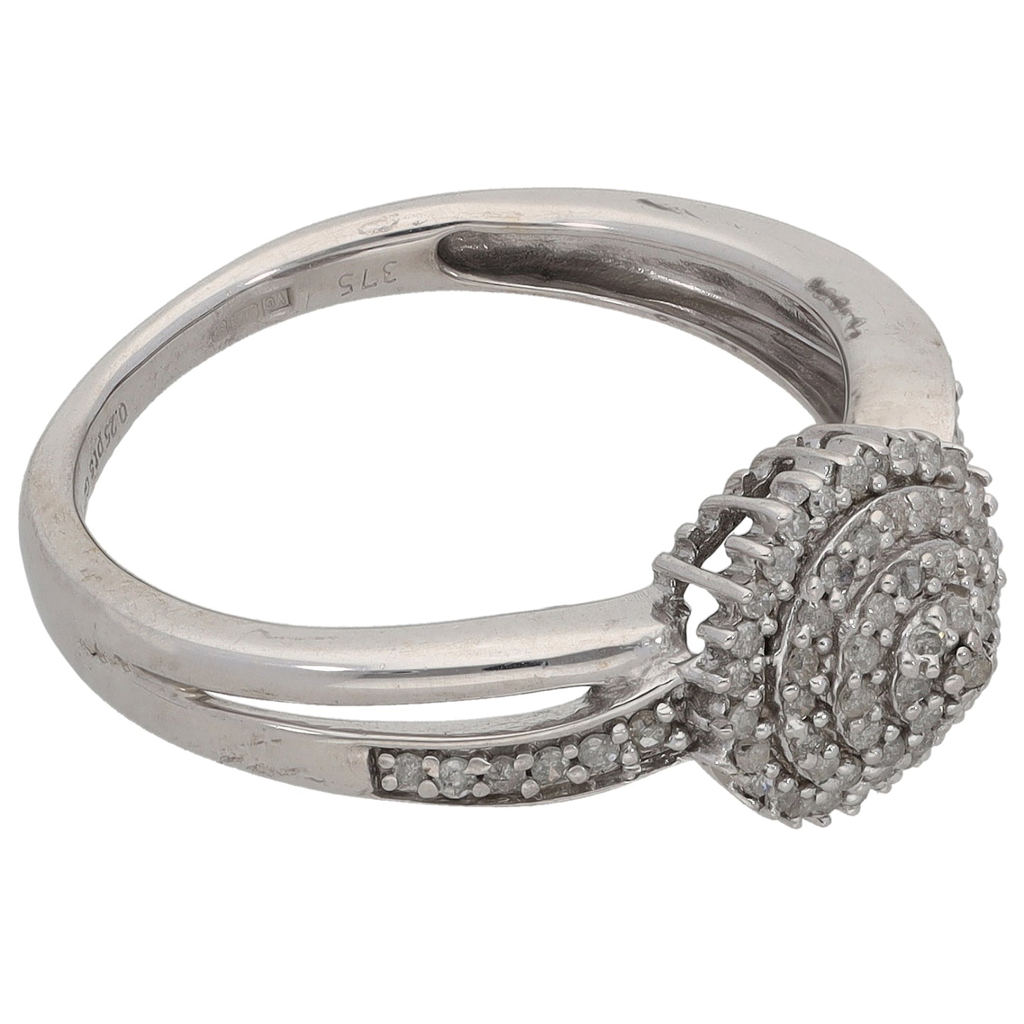 9ct White Gold 0.50ct Diamond Cluster Ring Size N