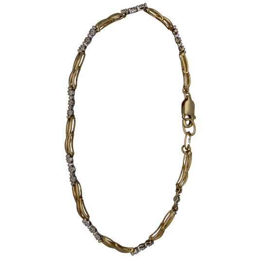 9ct Gold 0.04ct Diamond Fancy Stone Set Bracelet