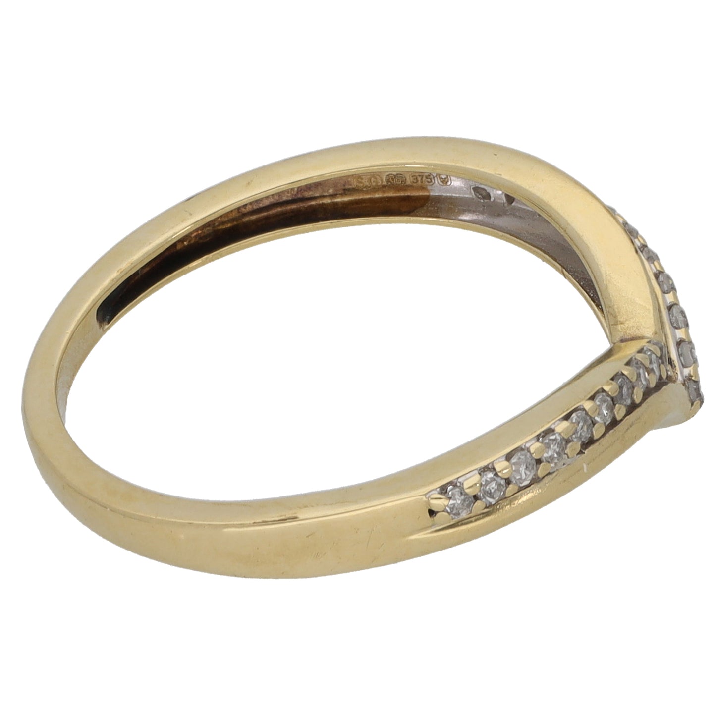 9ct Gold 0.15ct Diamond Wishbone Ring Size Q