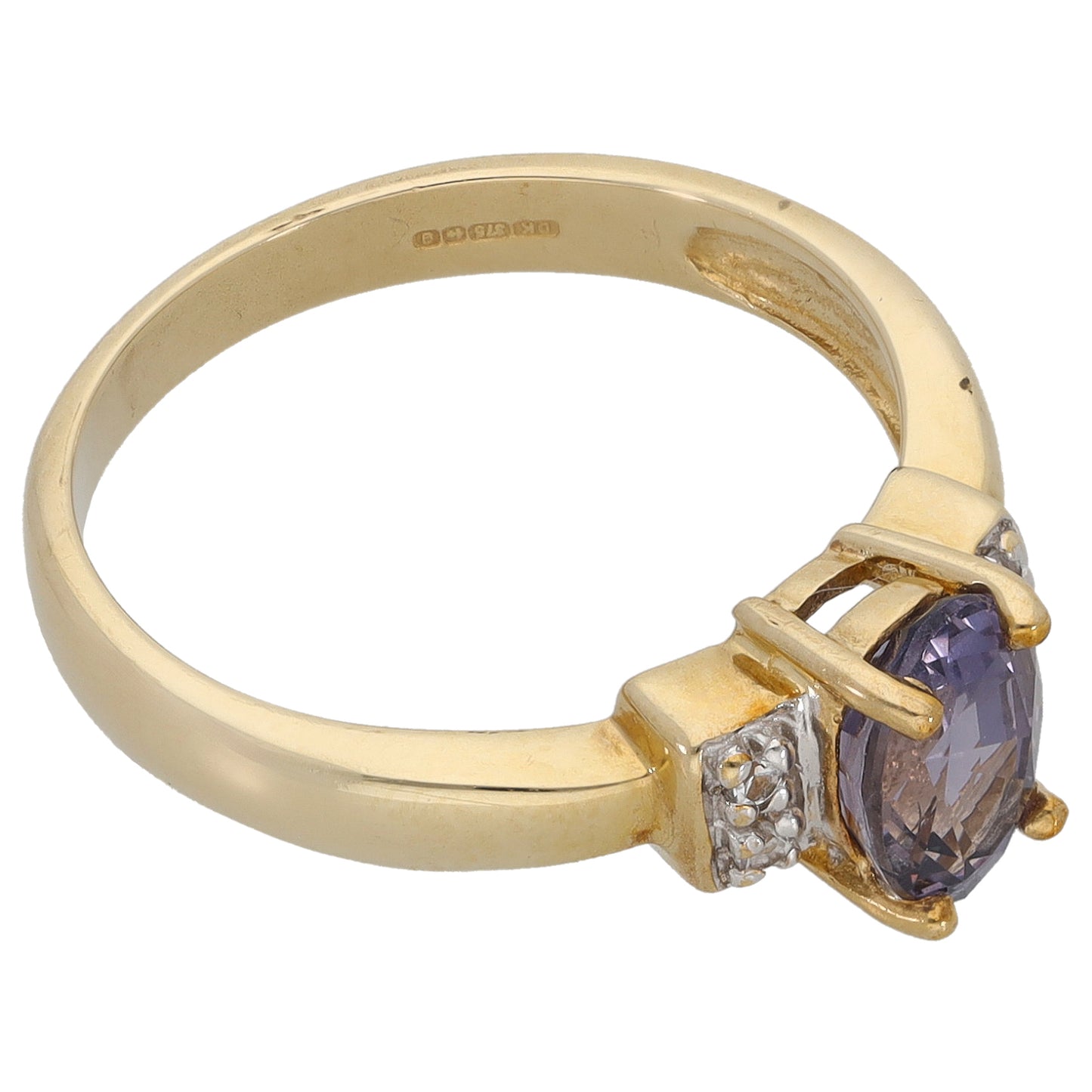 9ct Gold Spinel & Topaz Single Stone Ring with Accent Stones Size N