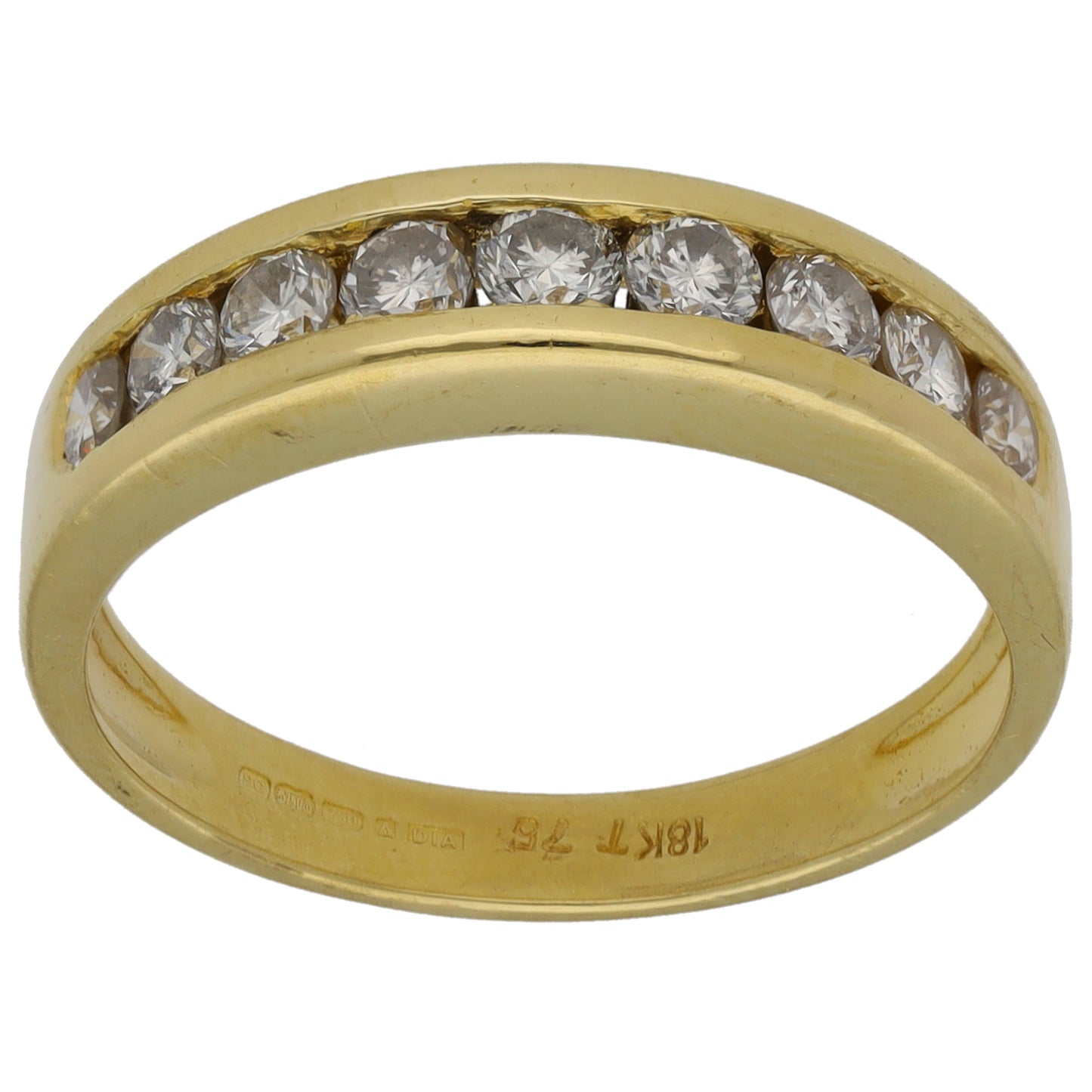 18ct Gold 0.63ct Diamond Half Eternity Ring Size O