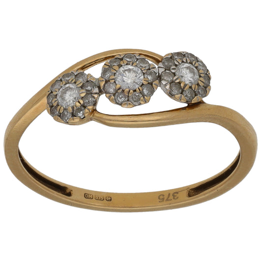 9ct Gold 0.18ct Diamond Cluster Ring Size N