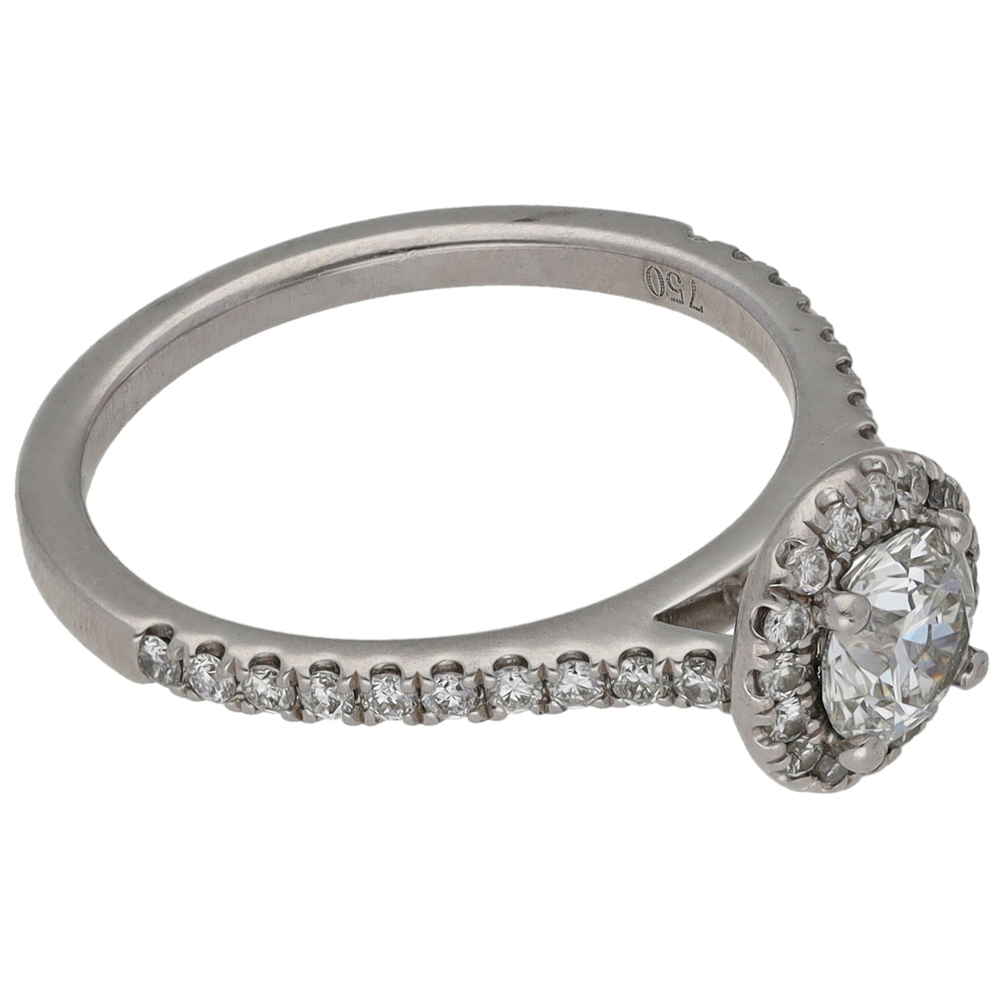 18ct White Gold 0.92ct Diamond Cluster Ring Size K