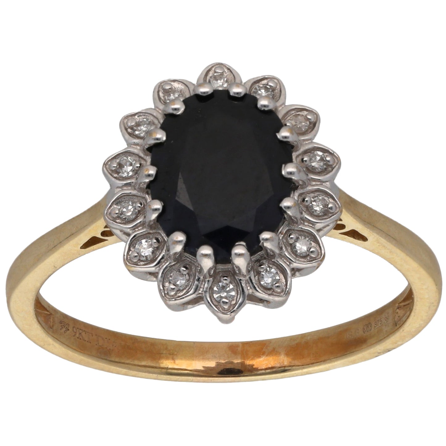 9ct Bicolour Gold 0.15ct Diamond & Sapphire Dress/Cocktail Ring Size S