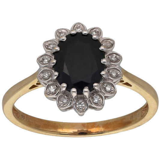 9ct Bicolour Gold 0.15ct Diamond & Sapphire Dress/Cocktail Ring Size S
