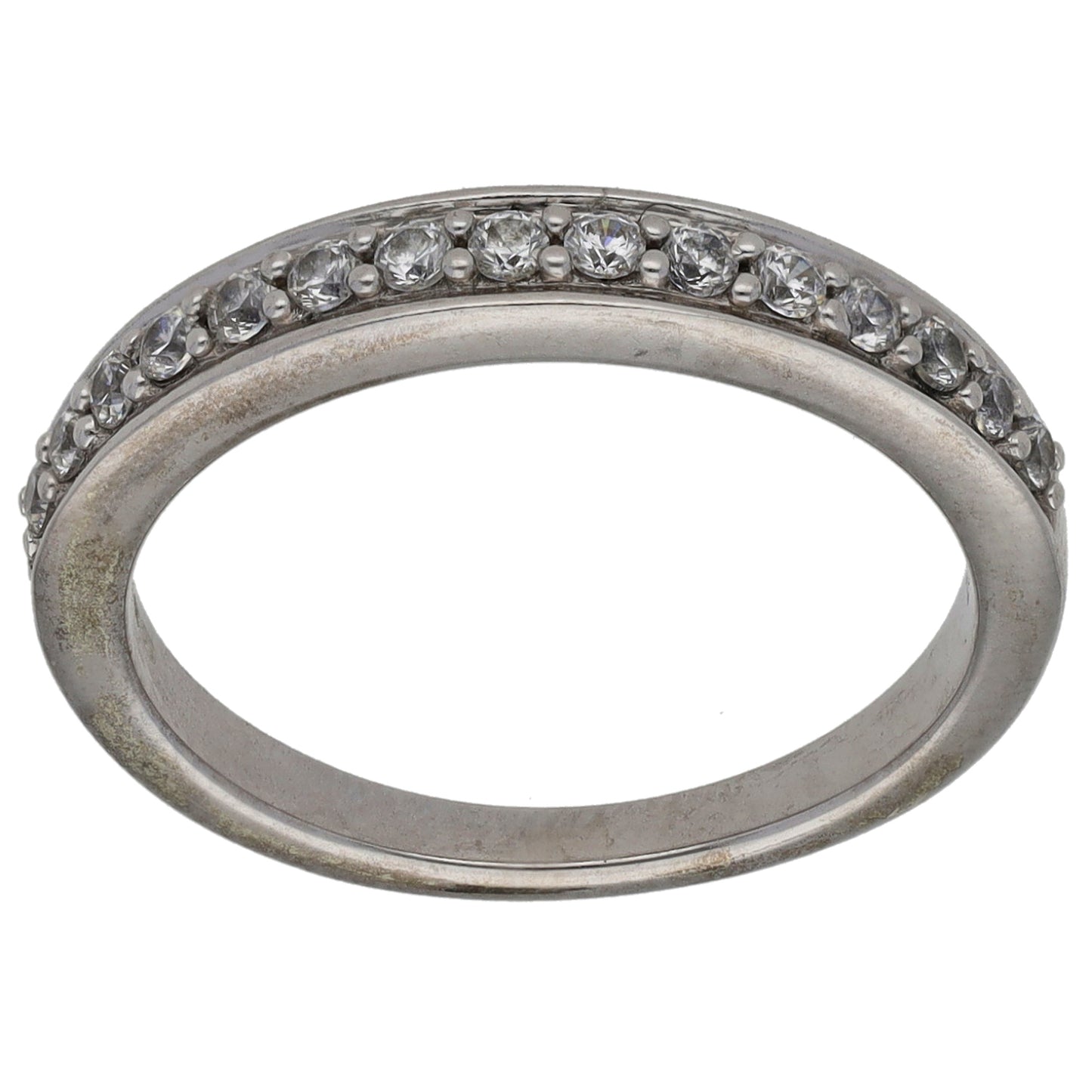 9ct White Gold Cubic Zirconia Half Eternity Ring Size L