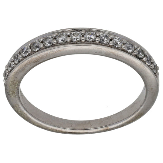 9ct White Gold Cubic Zirconia Half Eternity Ring Size L