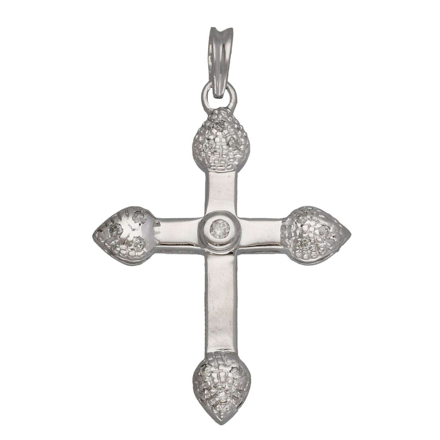 9ct White Gold 0.15ct Diamond Cross Pendant