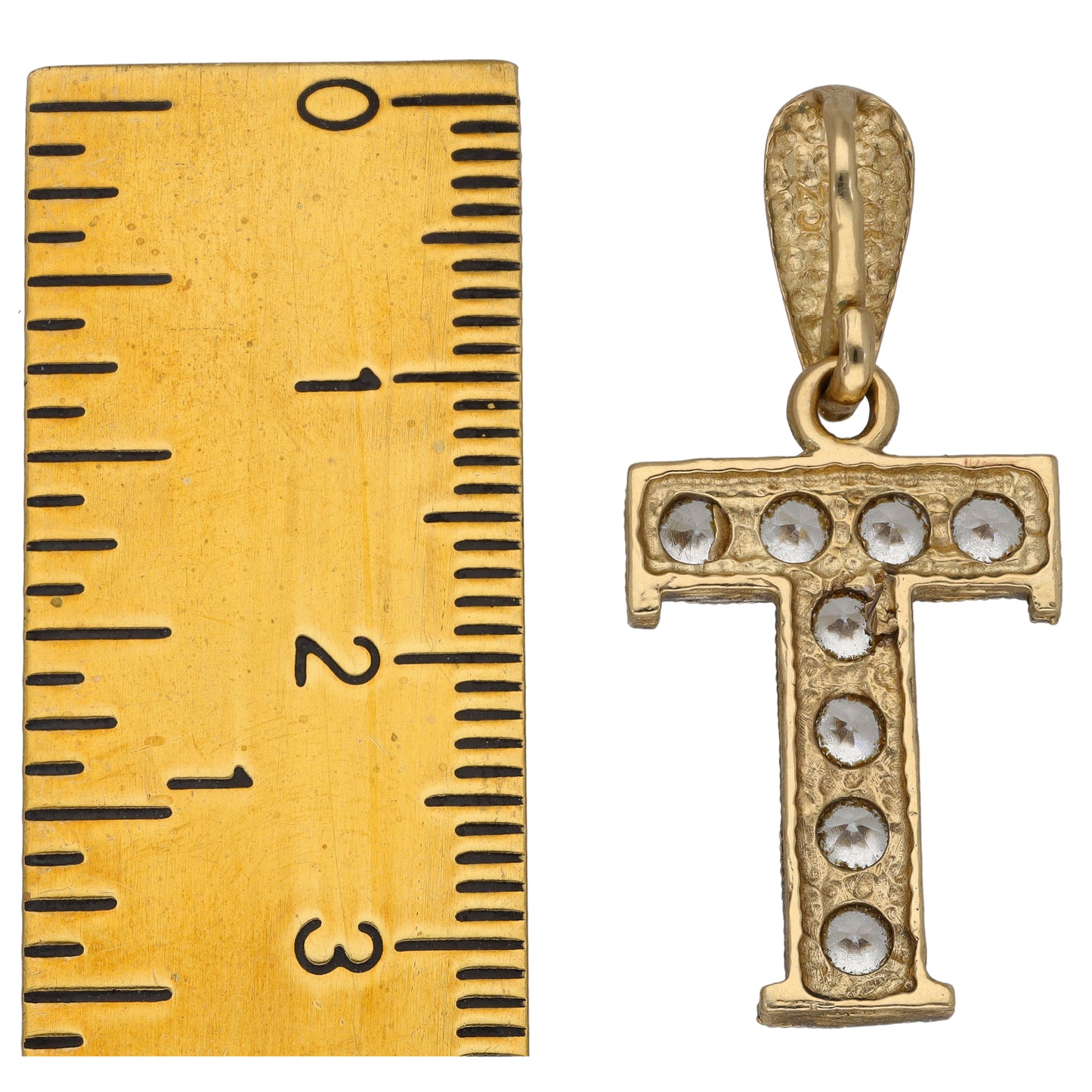 9ct Gold Cubic Zirconia Initial 'T' Pendant