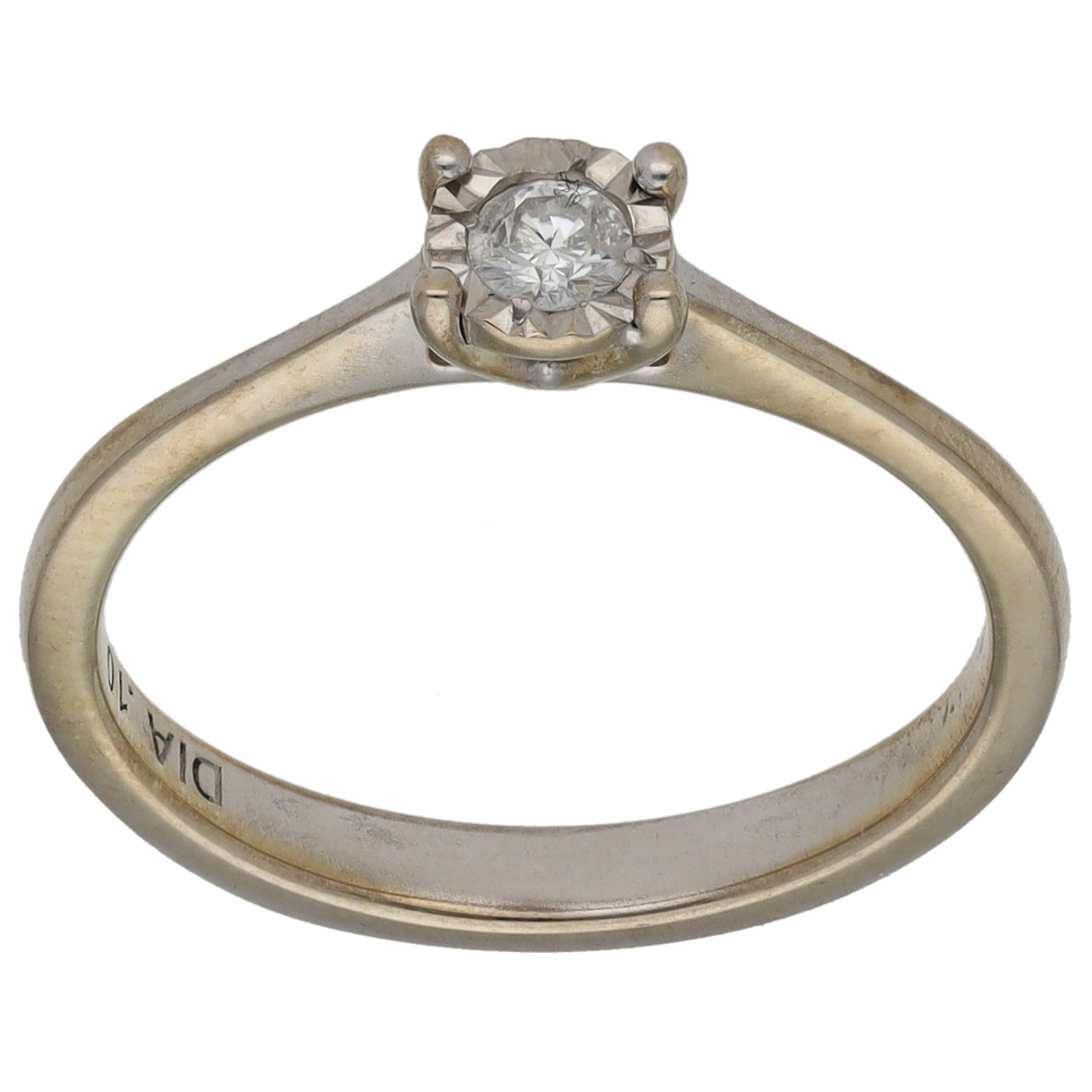 9ct White Gold 0.10ct Diamond Solitaire Ring Size K