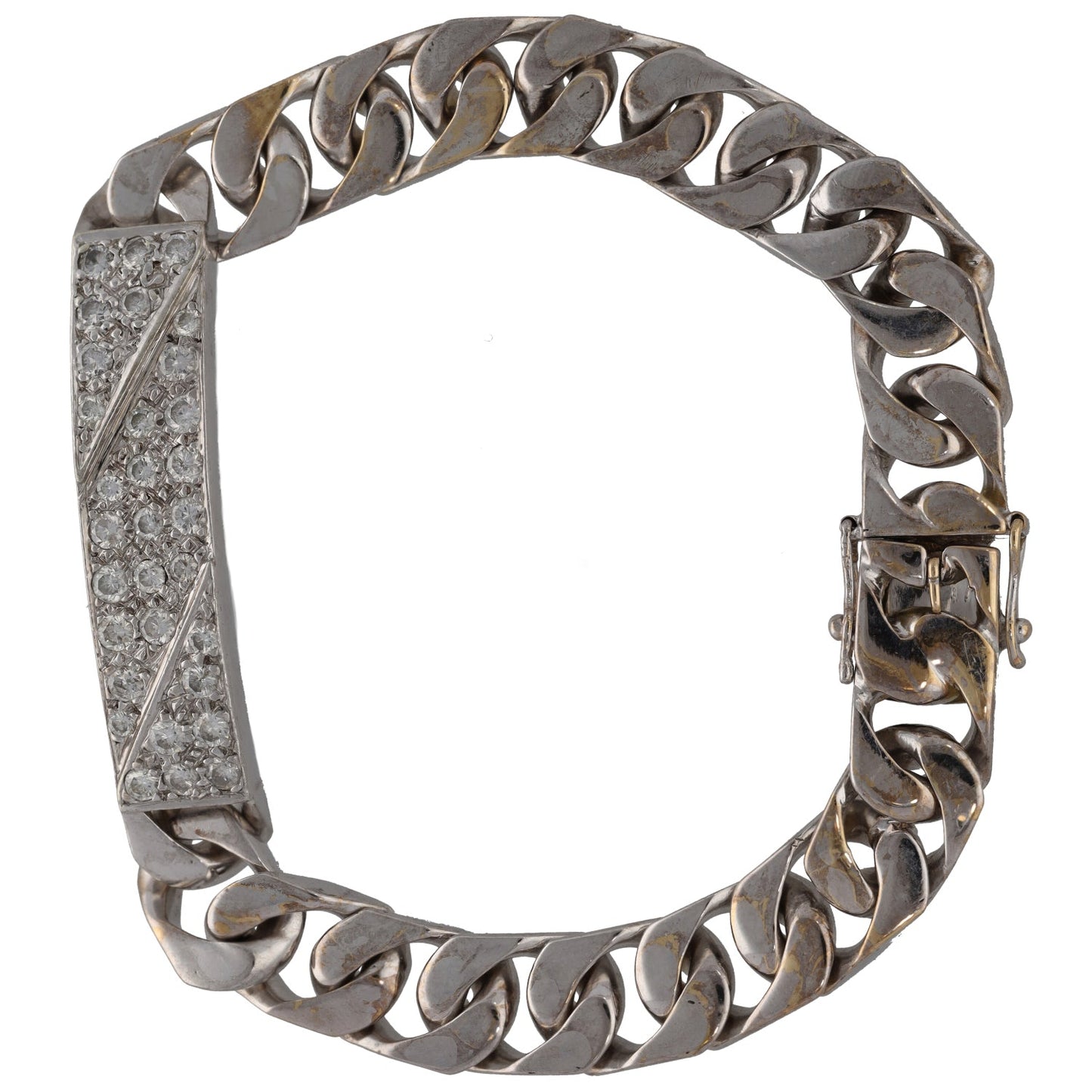 9ct White Gold 1.45ct Diamond ID Bracelet