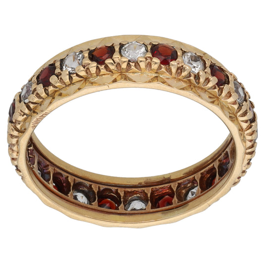 9ct Gold Garnet & Cubic Zirconia Eternity Ring Size O