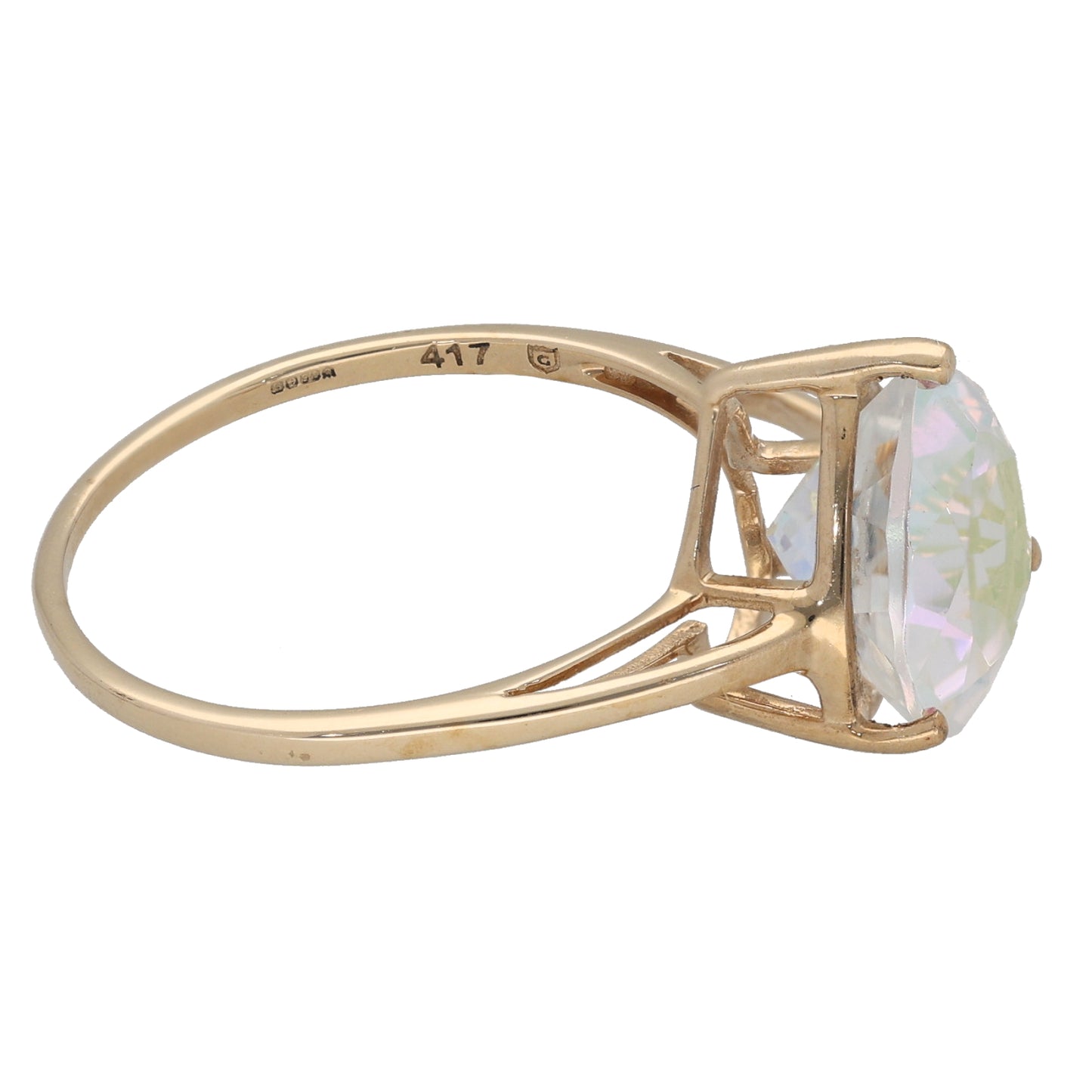 9ct Gold Coated Quartz Heart Single Stone Ring Size S