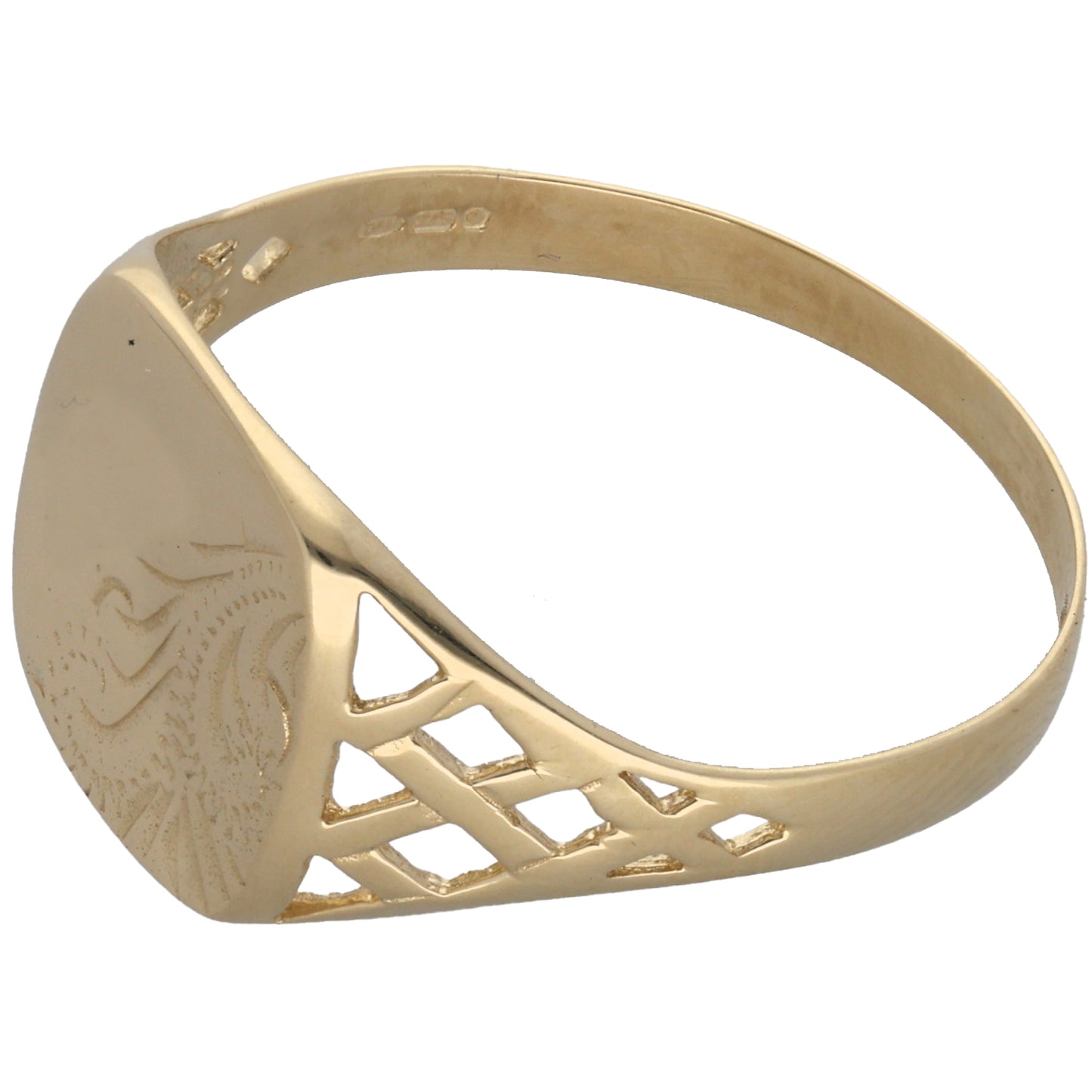 New 9ct Gold Patterned Signet Ring