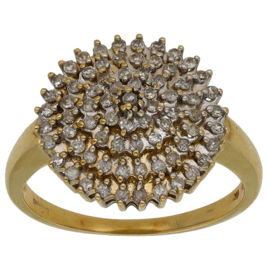 9ct Gold 0.35ct Diamond Cluster Ring Size P