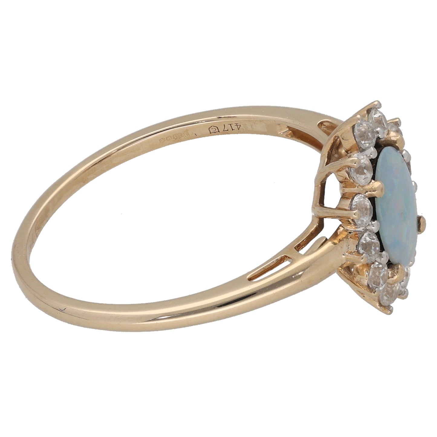 9ct Gold Opal Doublet & Cubic Zirconia Dress/Cocktail Ring