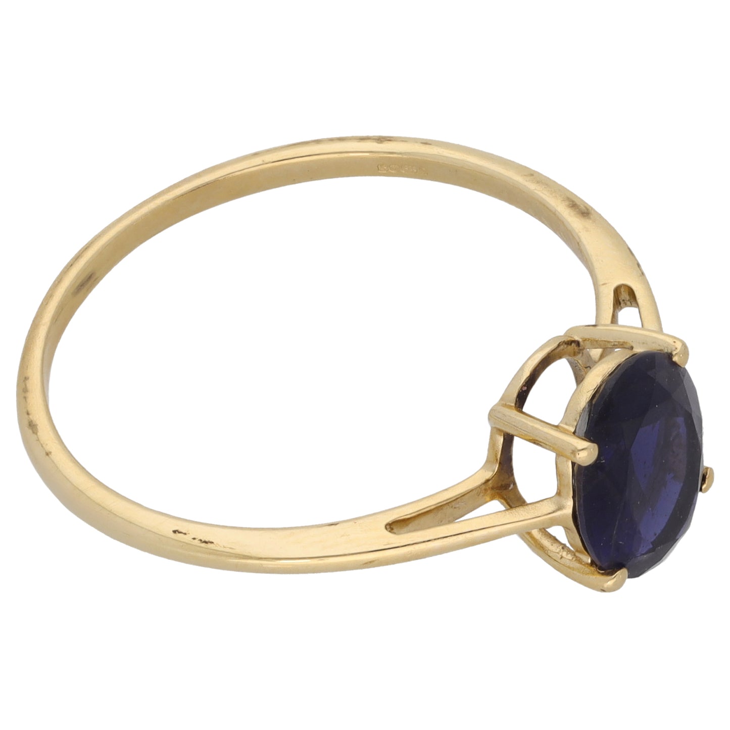 9ct Gold Iolite Single Stone Ring Size T