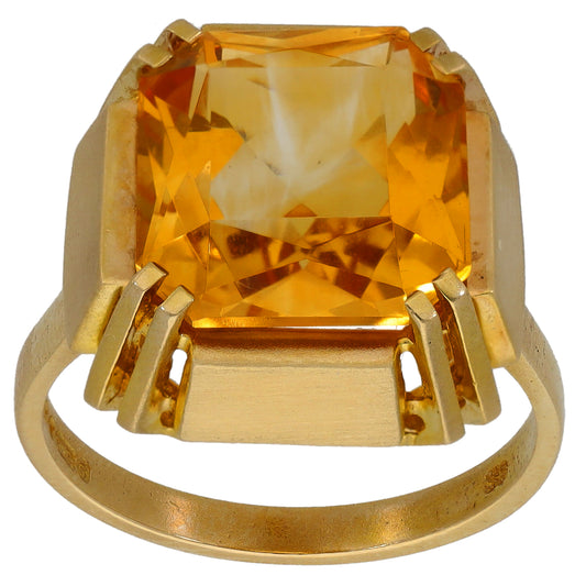 9ct Gold Citrine Single Stone Ring Size Q