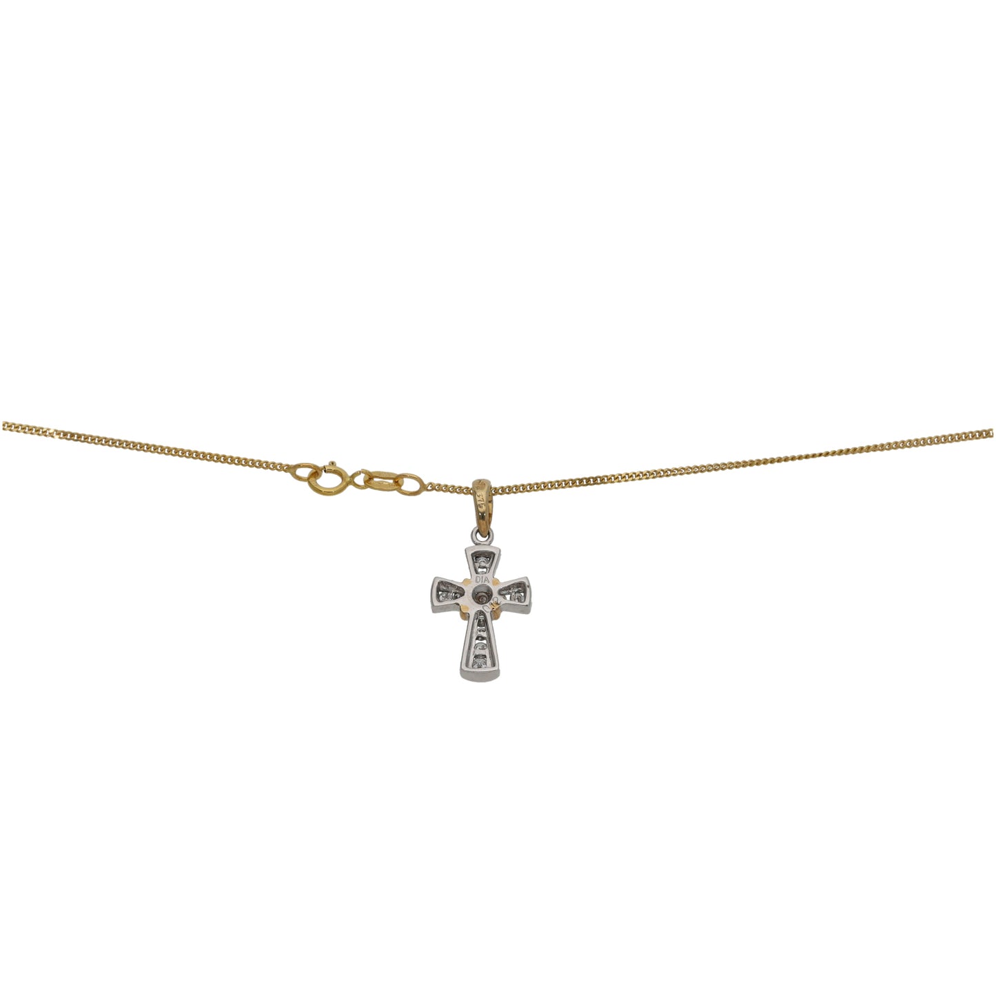 9ct Gold 0.10ct Diamond Cross Pendant With Chain