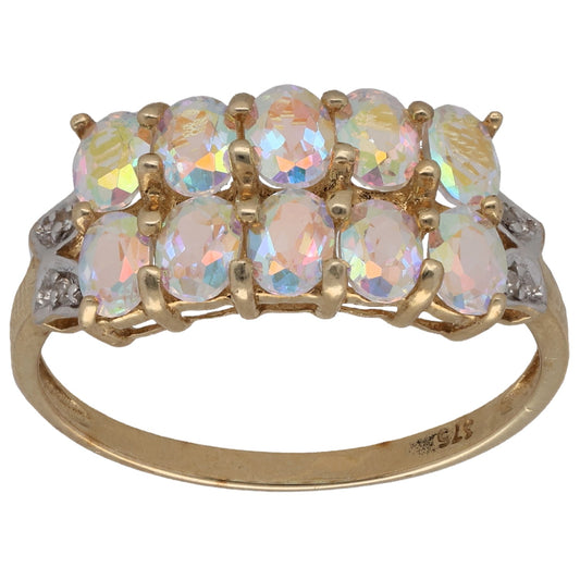 9ct Gold Coated Topaz & 0.02ct Diamond Dress/Cocktail Ring Size P