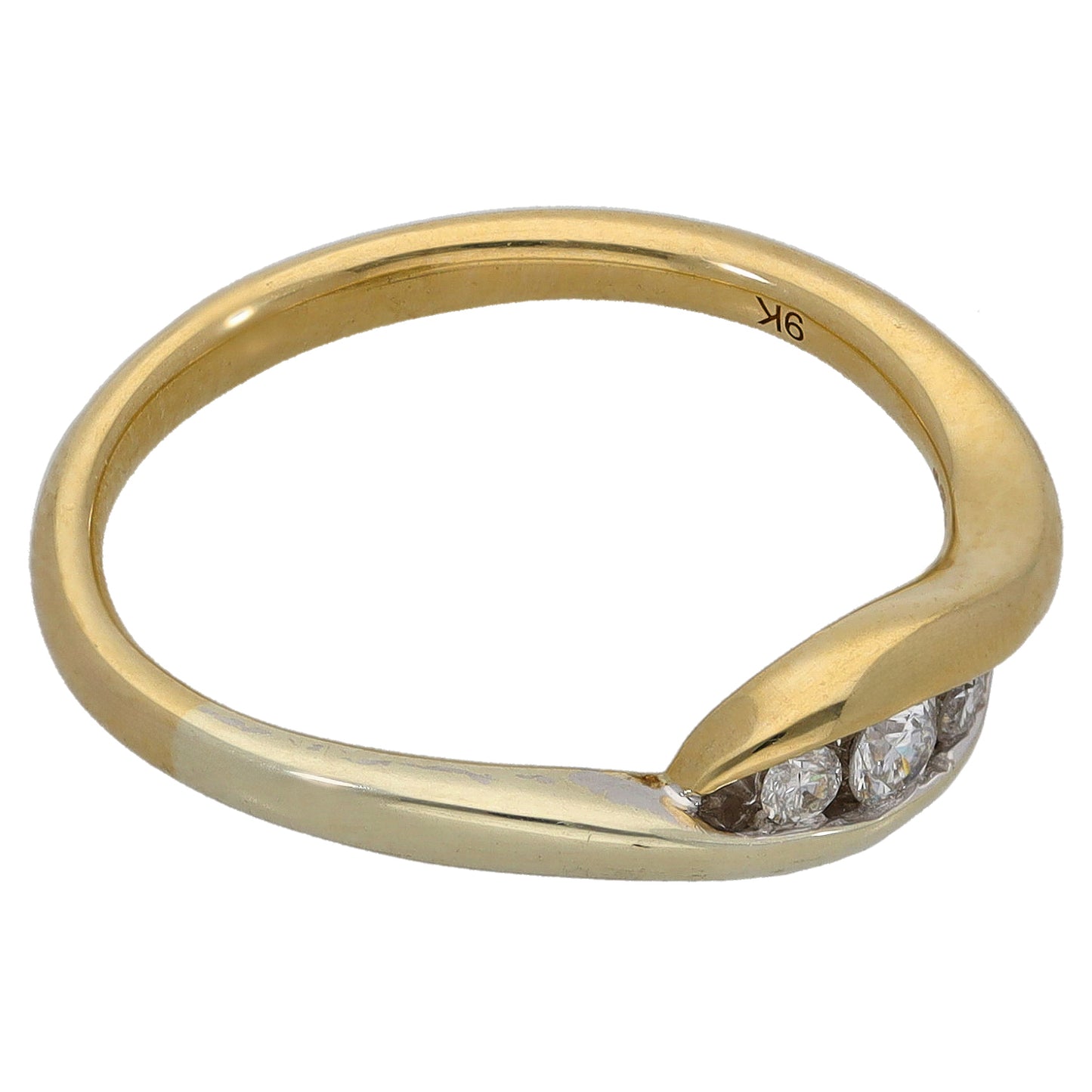 9ct Gold 0.11ct Diamond Three Stone Ring Size N