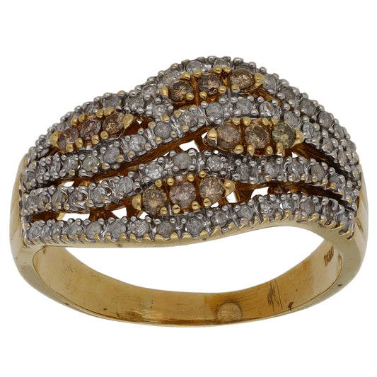9ct Gold 0.64ct Diamond Dress/Cocktail Ring Size S