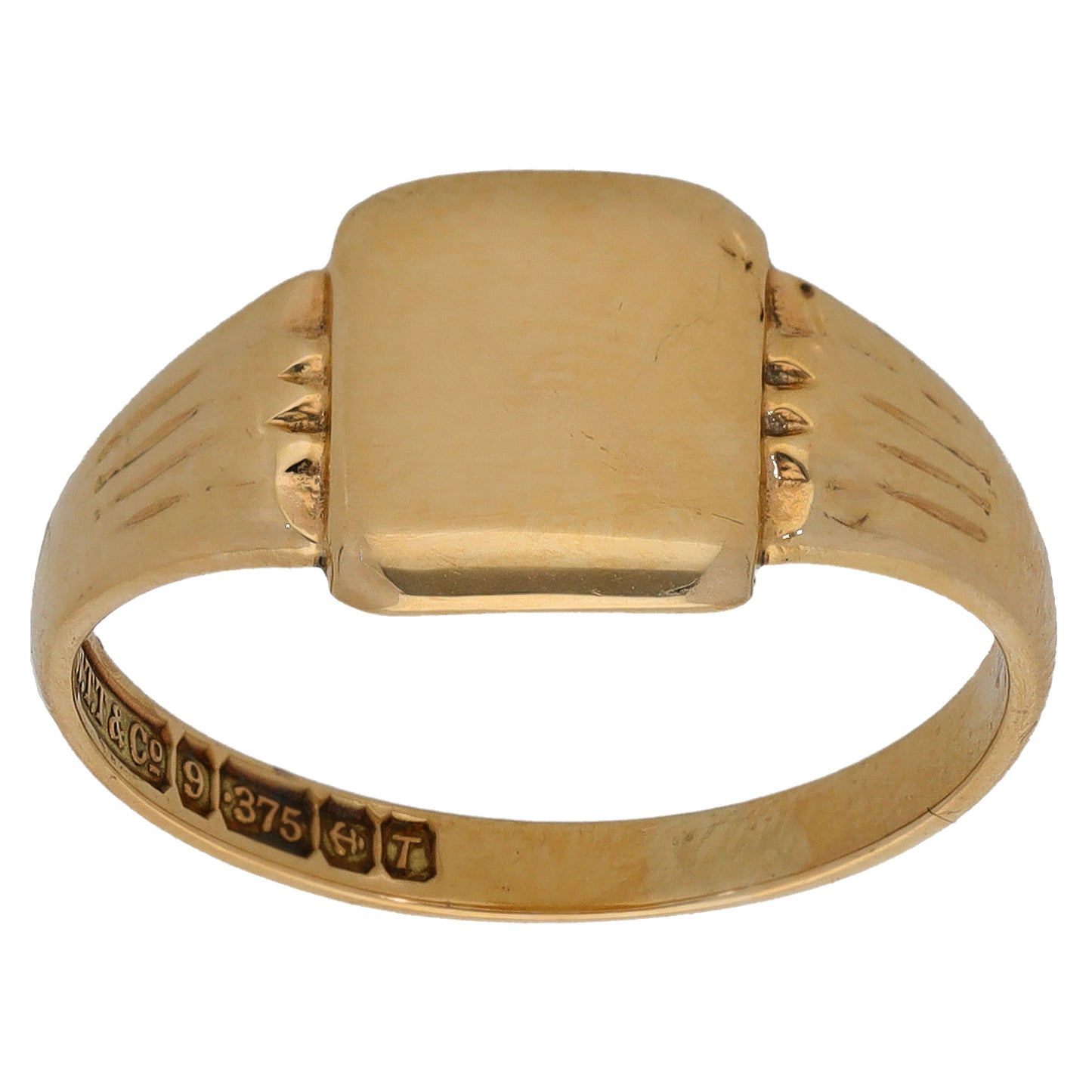 9ct Gold Patterned Signet Ring Size O