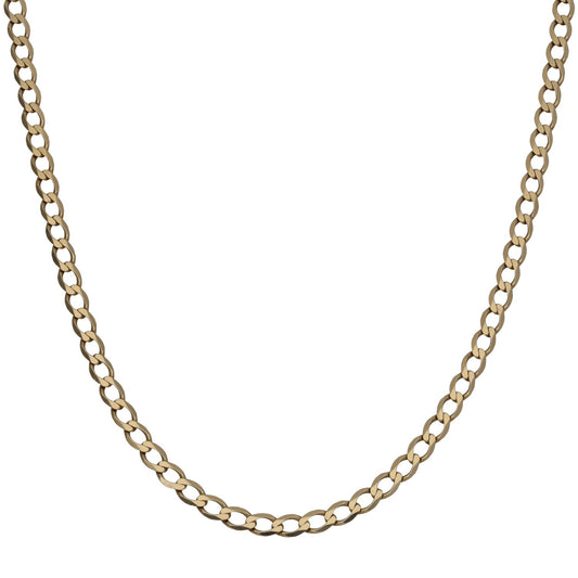 9ct gold curb chain necklace, 22 in oval links, smooth polished finish