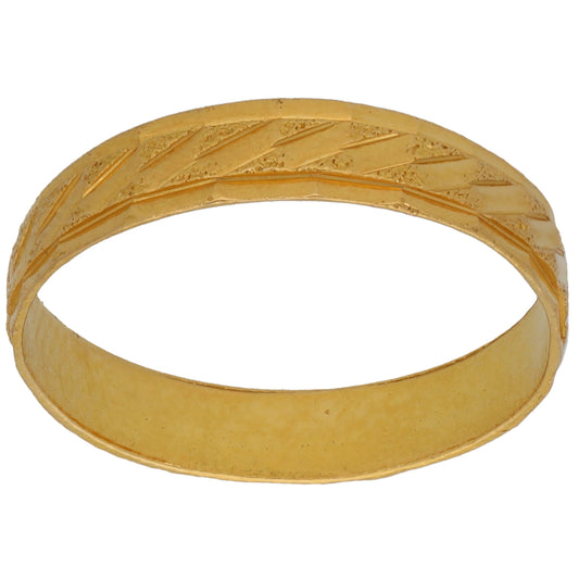 22ct Gold Patterned Wedding Ring Size N
